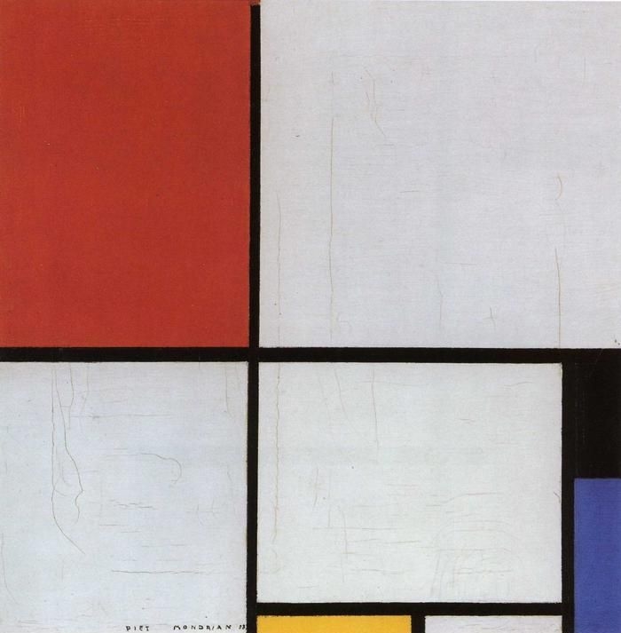 Piet Mondrian, Composition with red, yellow and blue. 1928. Öl auf Leinwand. 42,2 × 45 cm. Ludwigshafen am Rhein, Wilhelm-Hack-Museum.