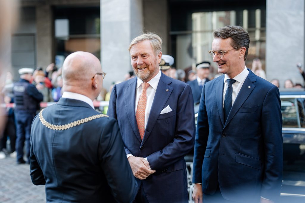 Foto König Willem-Alexander, Ministerpräsident Wüst, OB Lewe